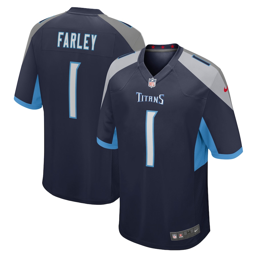 Mens Tennessee Titans #1 Caleb Farley Nike Navy 2021 NFL Draft First Round Pick Game Jersey